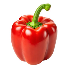 Single ripe red bell pepper isolated on black background