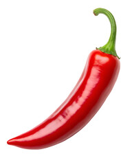 Single red chili pepper isolated on white background