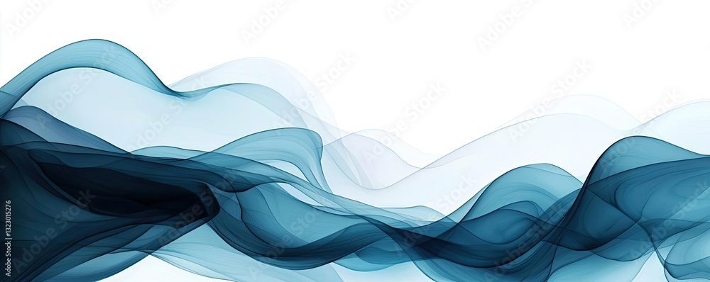 Poster ink illustration abstract background concept. abstract flowing waves in blue hues create a serene an