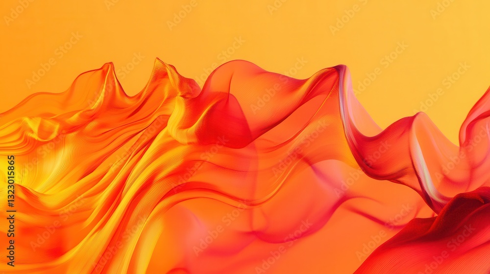 Fototapete Dynamic abstract background with energetic waves in red and orange hues creating motion with space for text