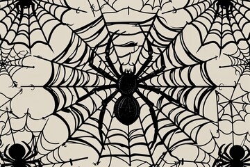 Elegant Spider Web Pattern on Clear Background for Holiday Decoration