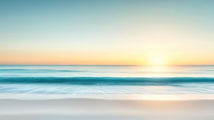 Obraz premium Seascape abstract background concept. A serene beach at sunset with gentle waves and a colorful sky reflecting tranquility.