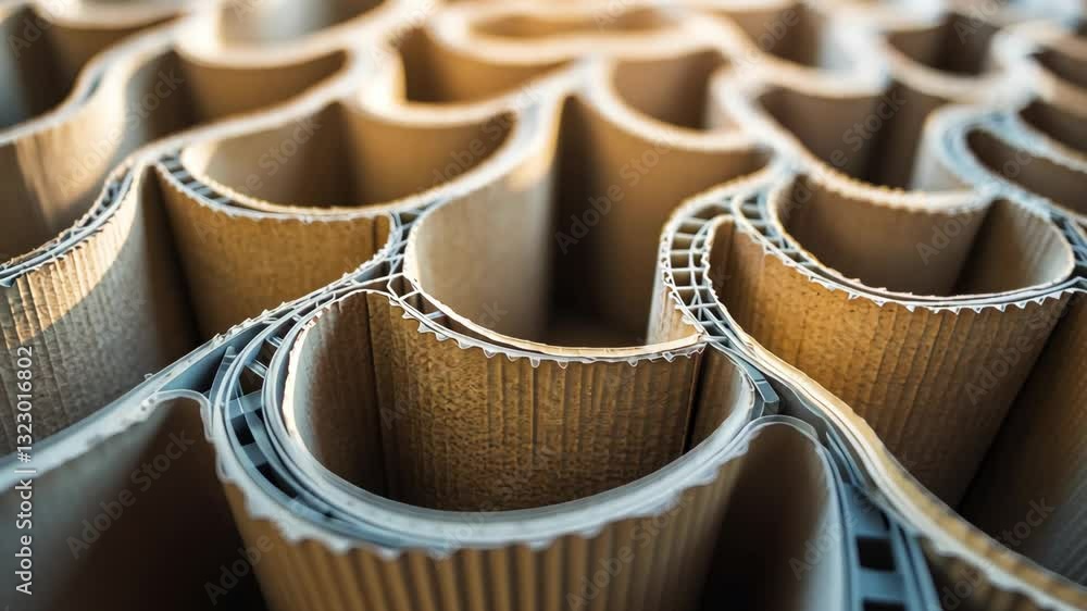 Poster intricate patterns of corrugated cardboard showcasing texture and design in a close-up view