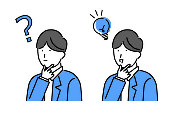 疑問から問題解決する男性のイラスト