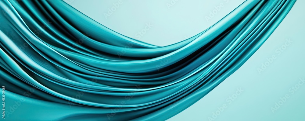 Poster vibrant color art abstract background idea. elegant teal fabric drapes softly with smooth texture an