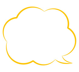 もくもくふきだしイラスト　オレンジ線