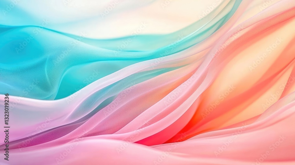 Poster vibrant color art abstract background idea. colorful flowing waves of fabric create a sense of tranq