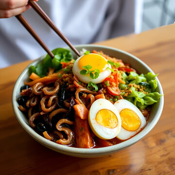 Bibimbap sometimes romanized as bi bim bap Food photography