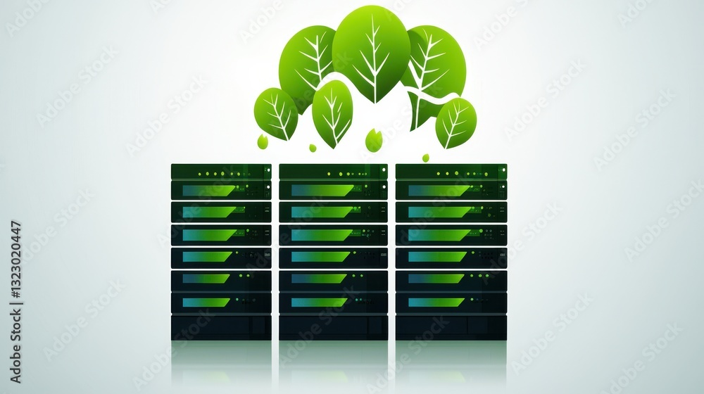 Poster utilization infographic concept. efficient green it infrastructure for sustainable data management