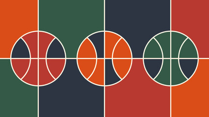 Three abstract basketballs