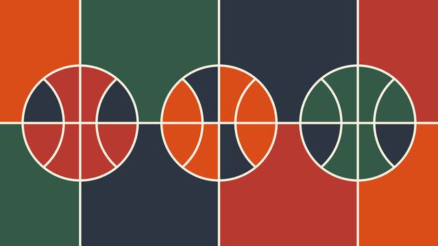 Three abstract basketballs