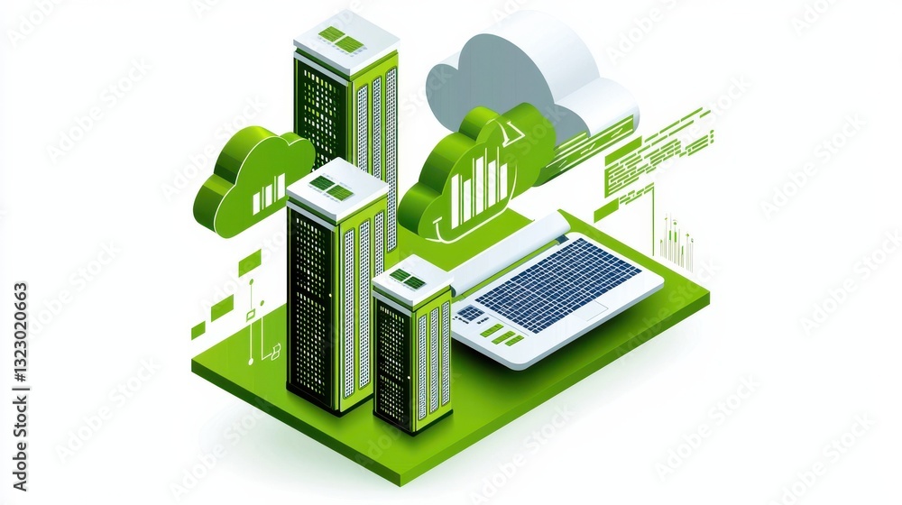 Poster utilization infographic concept. innovative cloud computing solutions for seamless digital transform