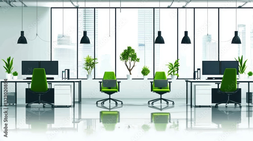 Poster utilization infographic concept. sleek and functional modern office space with minimalist design and