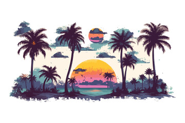 tropical island with palm trees