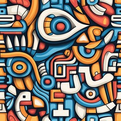 Obraz premium Vibrant handmade ethnic patterns with symmetry daidido inspiration graphic art colorful seamless designs