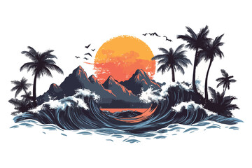 tropical island with palm trees