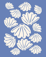 blue sea shell icon set illustration