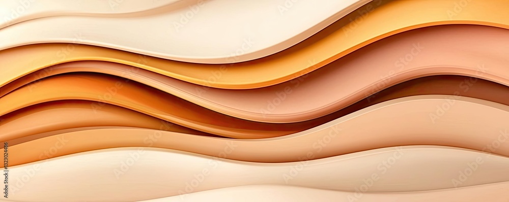 Poster waterscape abstract background concept. elegant abstract waves in shades of beige and orange create 