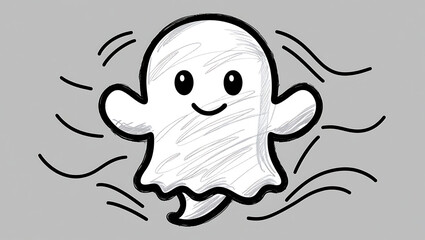 Obraz premium Cute Ghost Drawing with Happy Expression