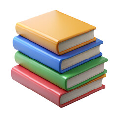3D Stack of Closed Books. Set of Educational Literature. Isolated on white background. Cartoon plastic style icon
