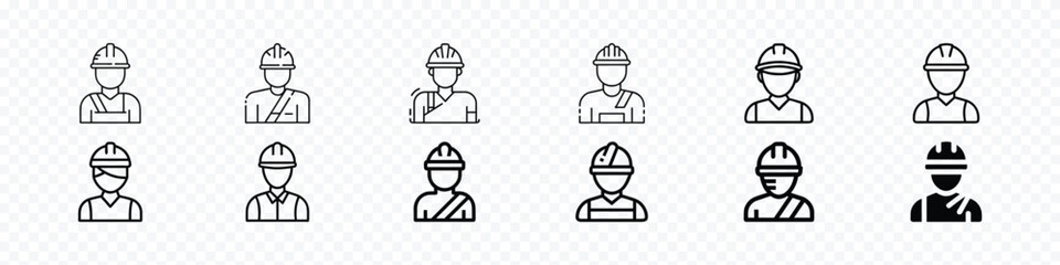 Workplace Injury Icon – Worker with Safety Helmet and Bandage