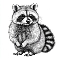 Obraz premium Adorable Black And White Raccoon Illustration Sitting Paws Together