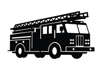 Fire Truck Silhouette for Emergency and Rescue-Themed Designs