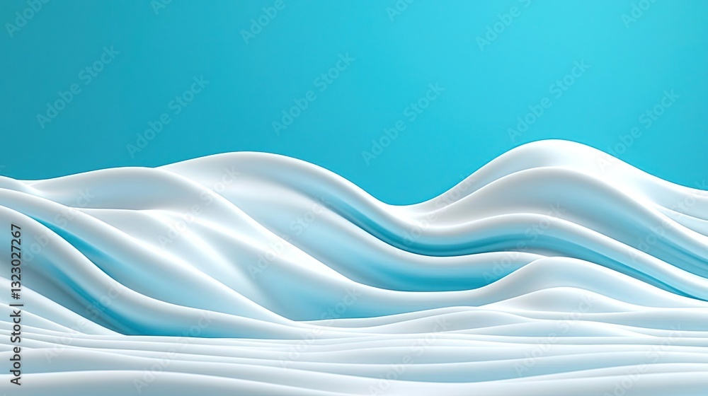 Poster waterscape abstract background concept. abstract waves of white and blue create a calming and modern