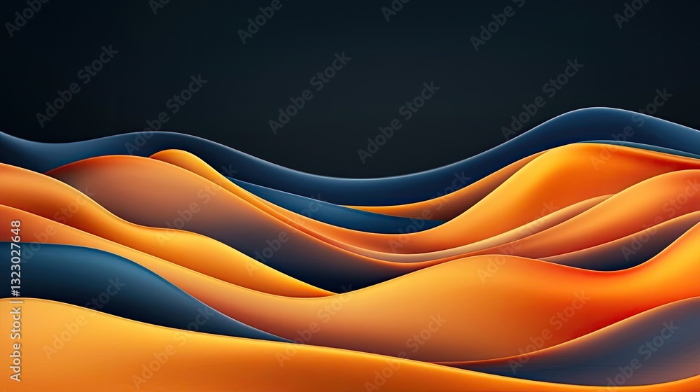 Poster waterscape abstract background concept. a vibrant swirl of orange and blue waves creating a dynamic 