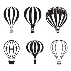 Obraz premium Hot air balloon black and white vector 