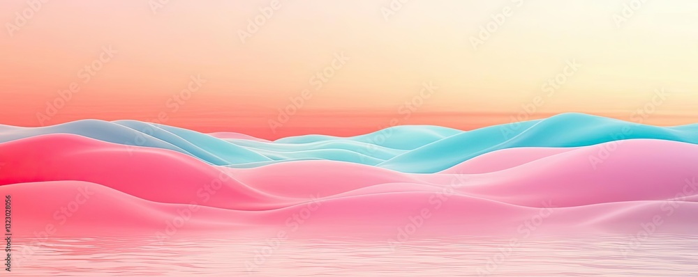 Poster waterscape abstract background concept. abstract waves blend in soft pastel hues, creating a serene 