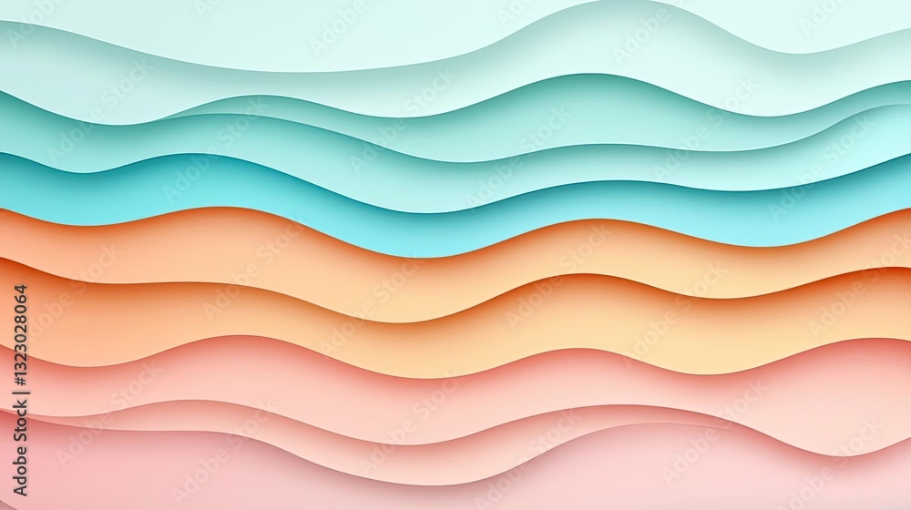 Poster pastel color illustration abstract background idea. colorful waves create a calming abstract backgro