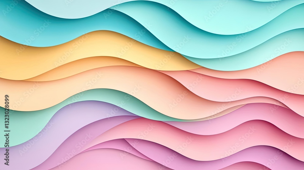 Poster pastel color illustration abstract background idea. colorful layered waves create a vibrant and dyna