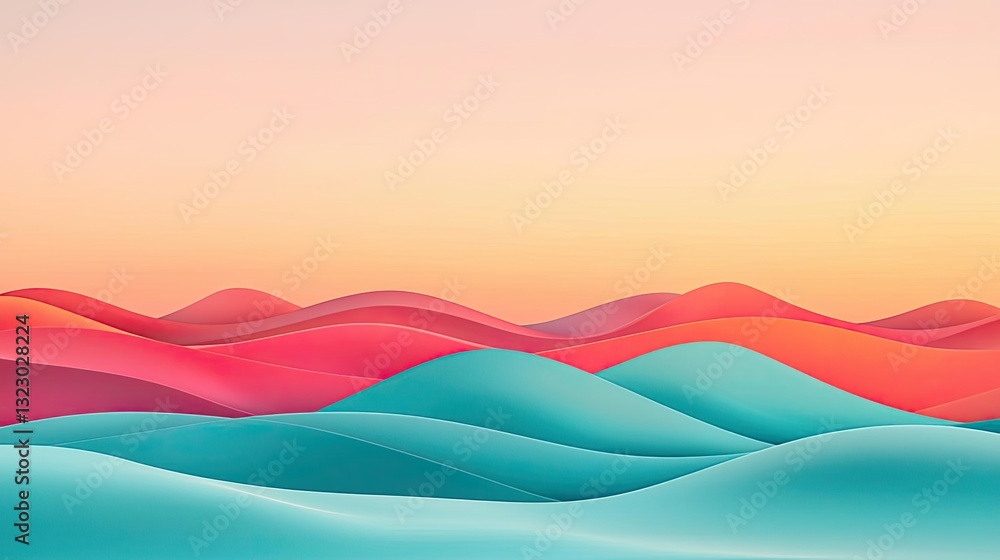 Poster vibrant color art abstract background idea. vibrant abstract landscape featuring colorful rolling hi