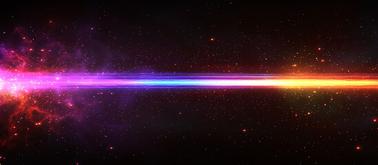 Obraz premium Laser beam bright abstract sparkle. Speeding light train over darkness. Light path due to acceleration speed on night road.