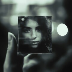 Grayscale Reflection Portrait In Hand