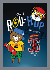 roll and hup, vector animal illustration graphic design