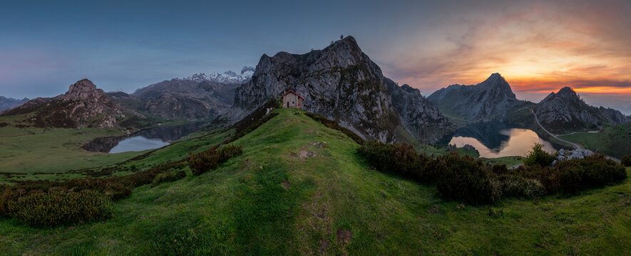 Sunset Over Covadonga Lakes in Picos de Europa