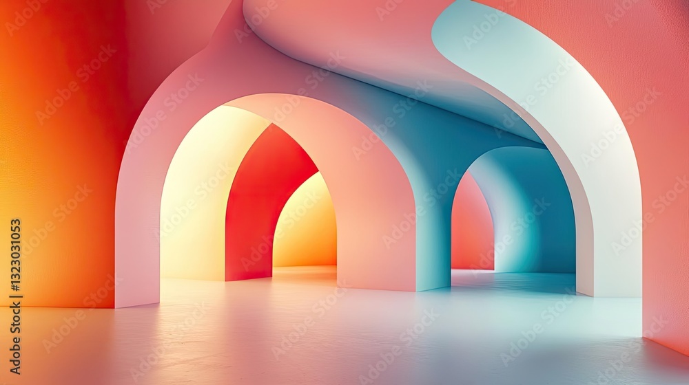Aufkleber vibrant color art abstract background idea. colorful abstract arches create a vibrant and inviting i