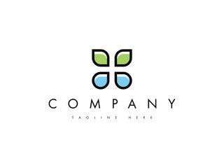 water drops with leaves form an abstract butterfly suitable for nature business.