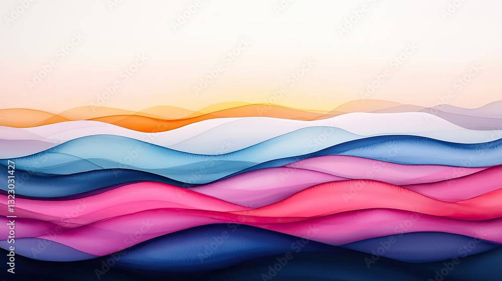 Poster vibrant color art abstract background idea. vibrant abstract waves of color blending in harmony with