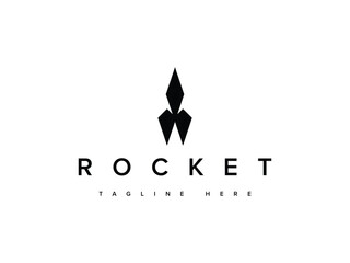 abstract modern minimal rocket spaceship logo design © Nay