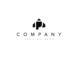 minimal letter P home house property real estate logo design