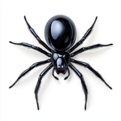 Obraz premium Black Spider Detailed Close Up Studio Shot on White Background