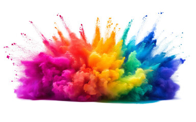 Abstract colored powder splatter isolated on transparent background