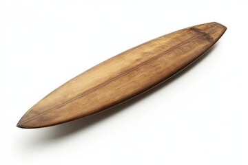 Obraz premium A detailed wooden surfboard photographed against a clean white background