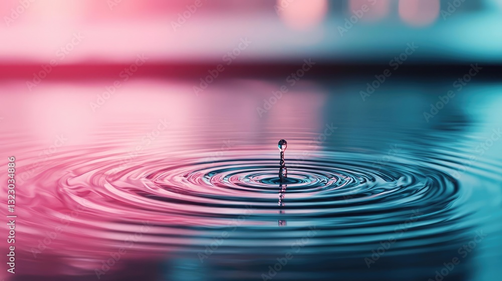 Poster waterscape abstract background concept. a close-up of a water droplet creating ripples in a tranquil