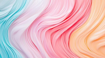Obraz premium Pastel color illustration abstract background idea. Colorful abstract waves blend harmoniously, creating a smooth and vibrant background.
