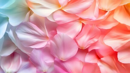 A vibrant close-up of colorful flower petals, showcasing shades of pink, blue, and orange, creating a soft and dreamy aesthetic.