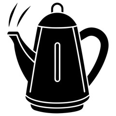 A cartoon style electric kettle steaming
